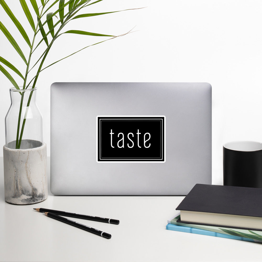 Taste Logo on Black Sticker