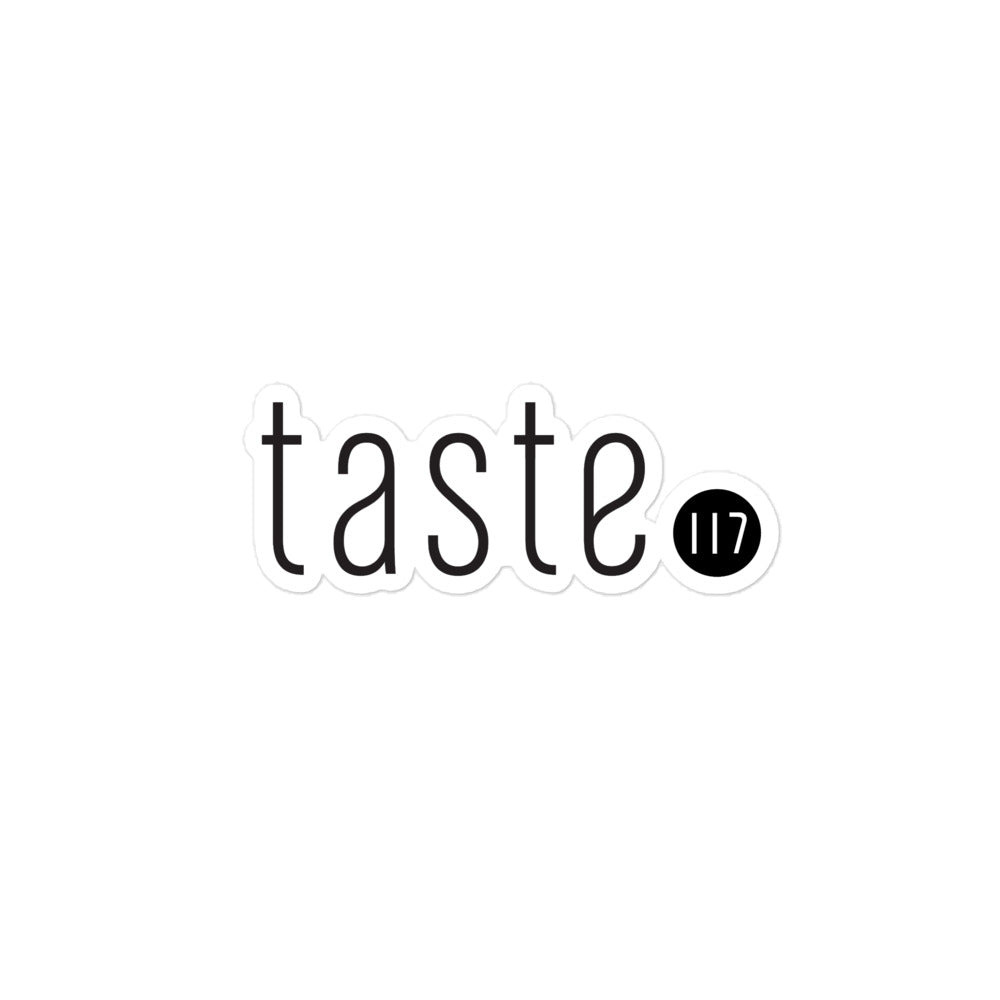 Taste 117 Sticker - Black Logo on White Background